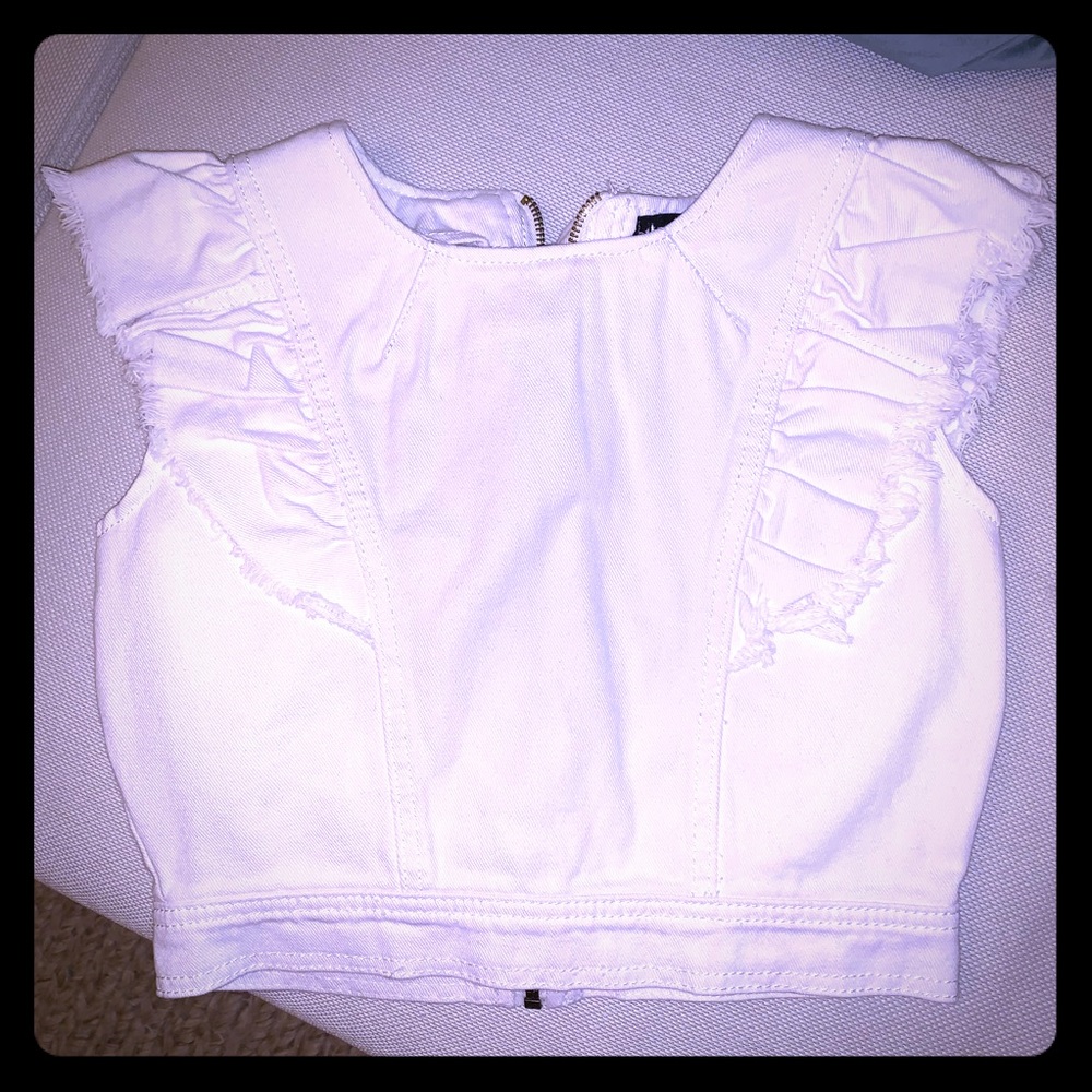 White denim crop top